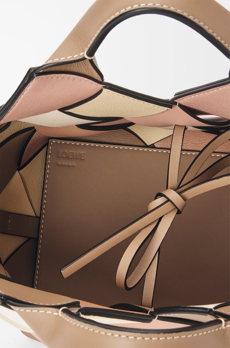 LOEWE Small Surplus Leather Woven Basket bag in classic calfskin Mink/Brown