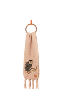 LOEWE Owl scarf in wool and mohair Light Brown