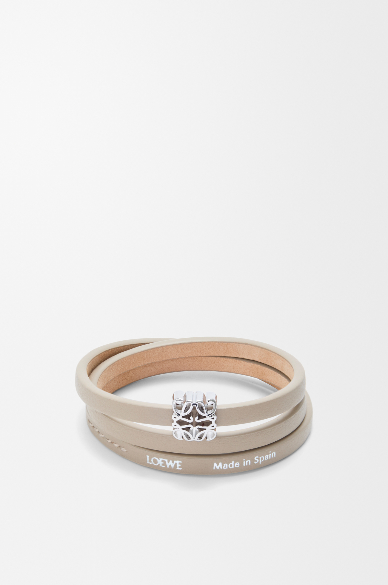 LOEWE Pulsera trenzada Anagram Bombé en piel de ternera Corda