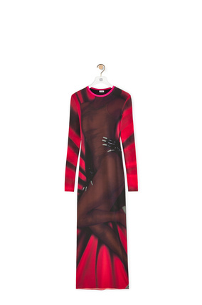 LOEWE Body print dress in mesh Red/Multicolour