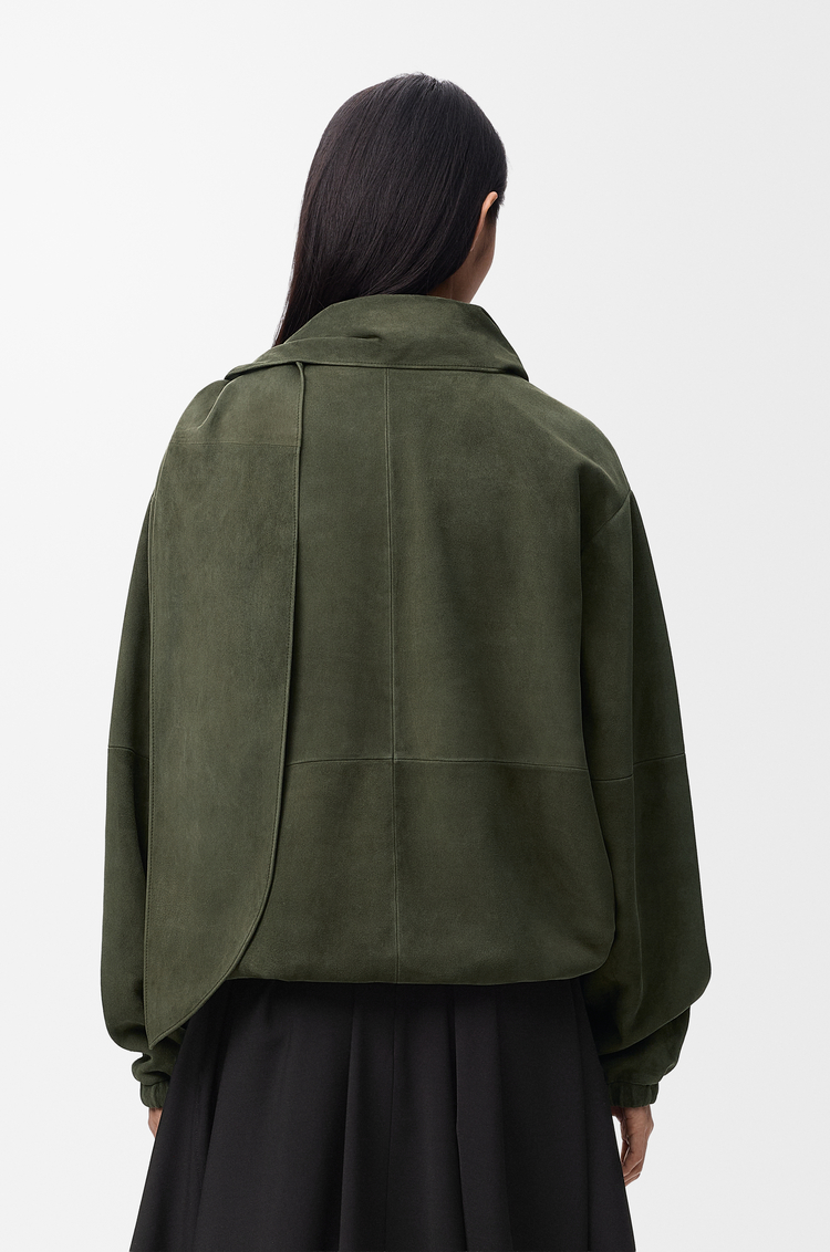 LOEWE Scarf jacket in suede Khaki Green