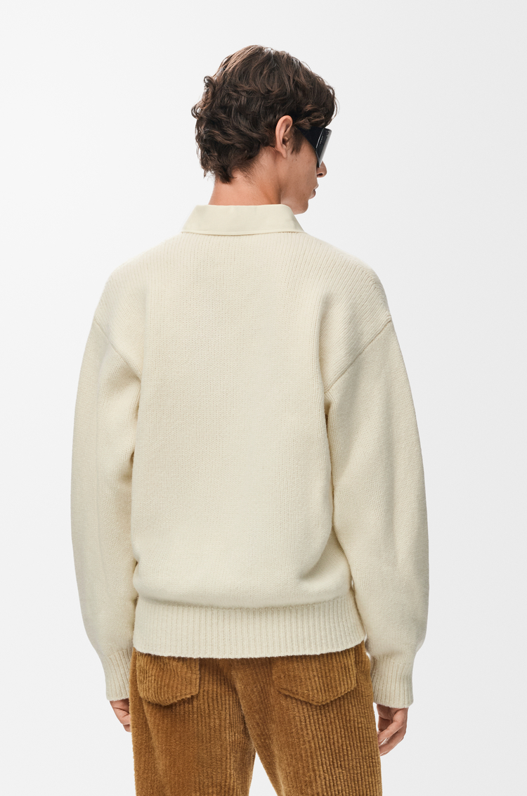 LOEWE Polo sweater in wool Ecru
