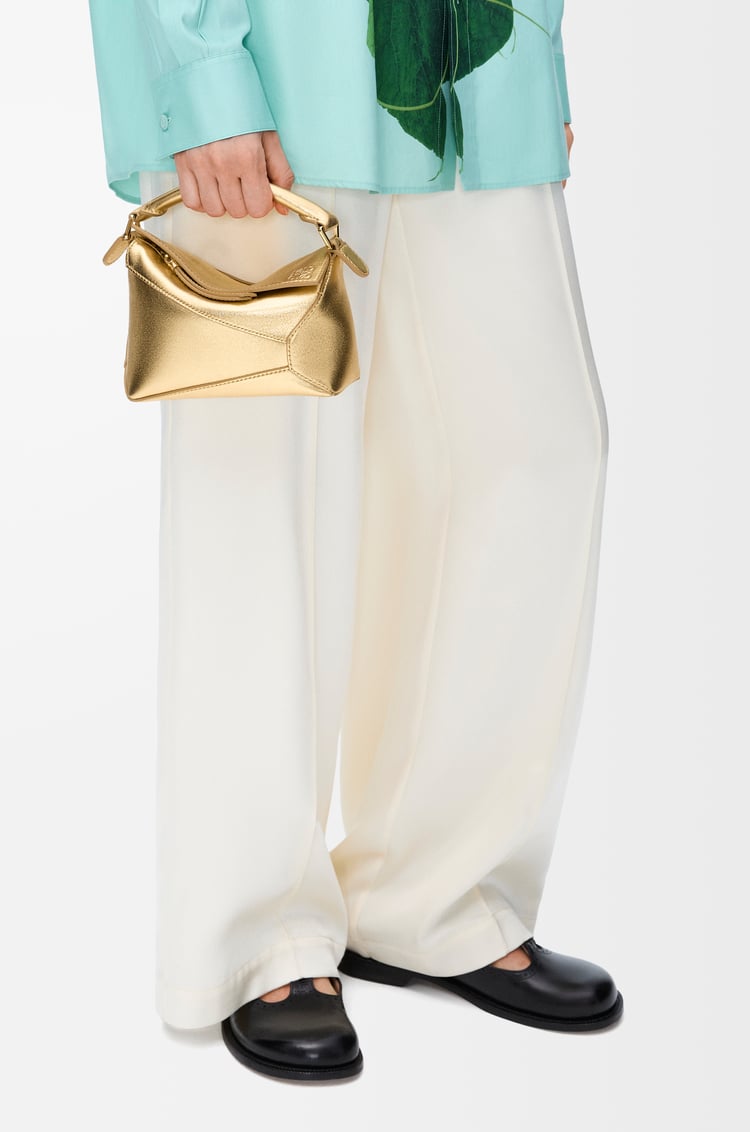 LOEWE Mini Puzzle Edge bag in laminated lambskin Gold