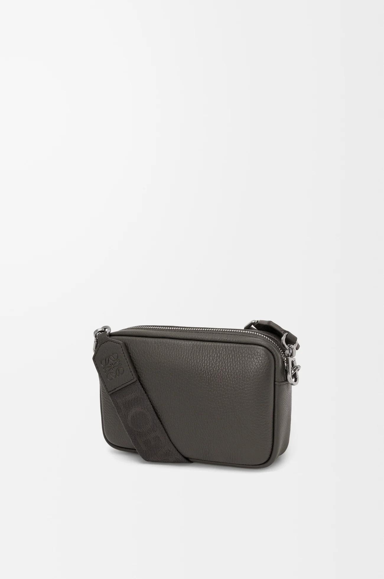 LOEWE Small Pebble messenger bag in supple grained calfskin Dark Grey