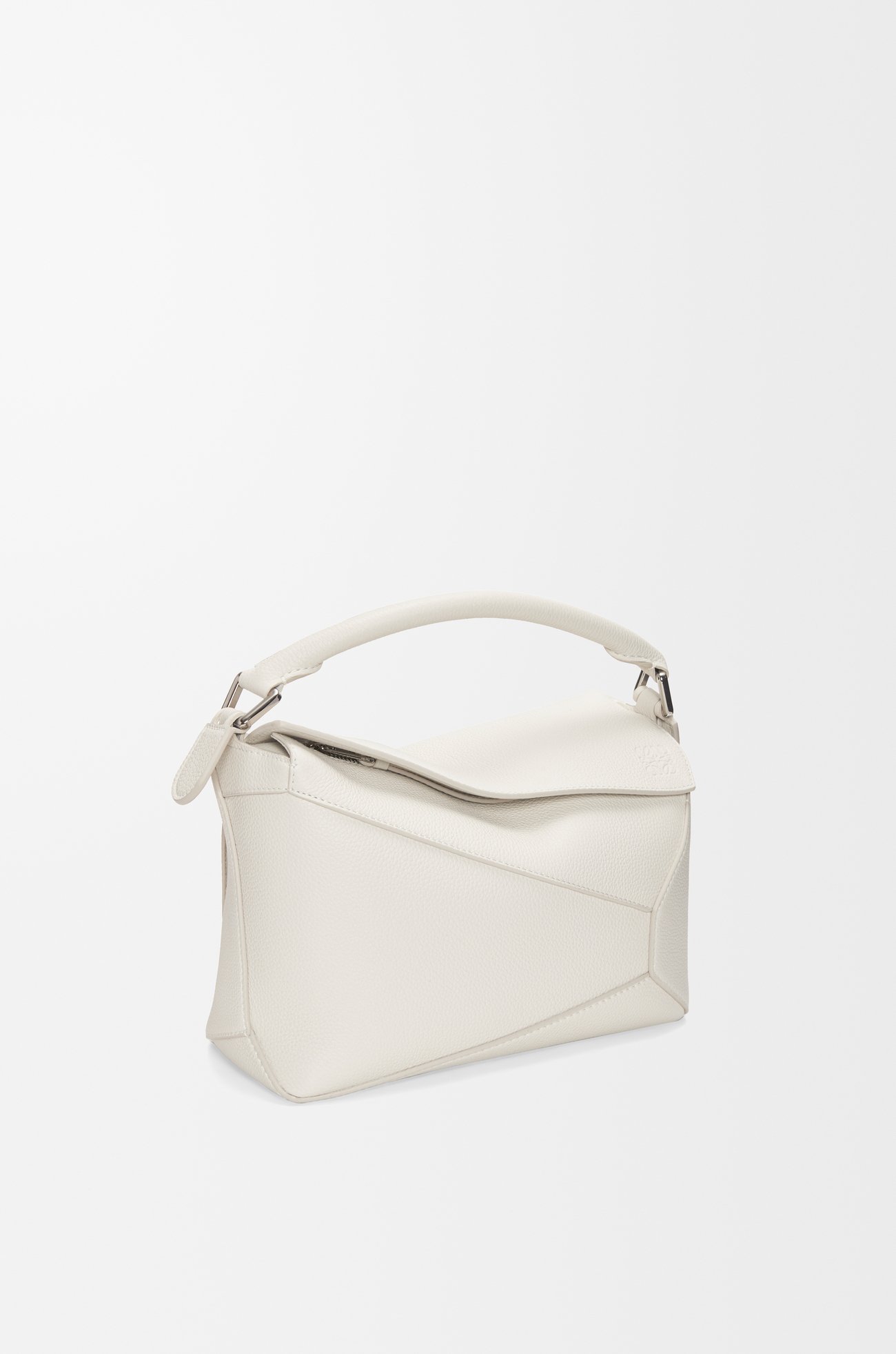 LOEWE Bolso Puzzle pequeño en piel de ternera Blanco Suave