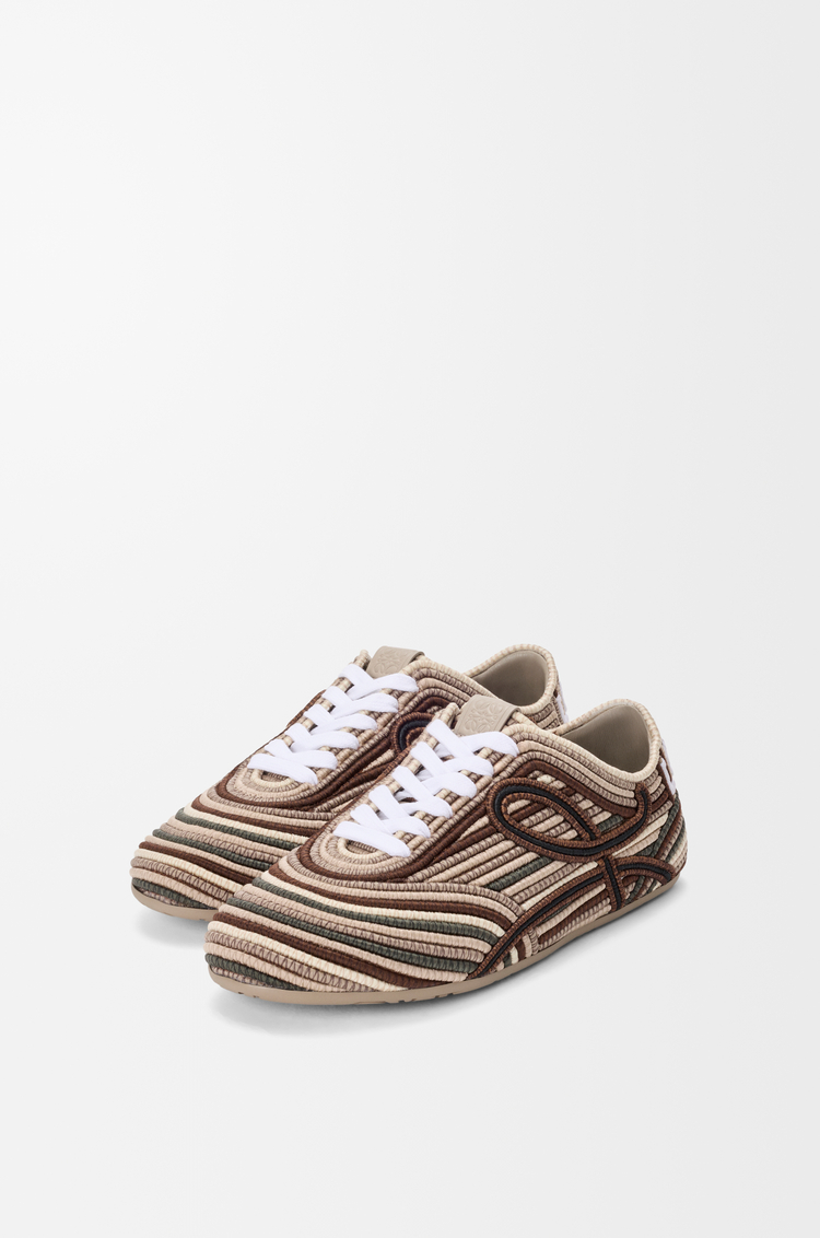 LOEWE 刺绣帆布 Yago 男士运动鞋 棕色多色调