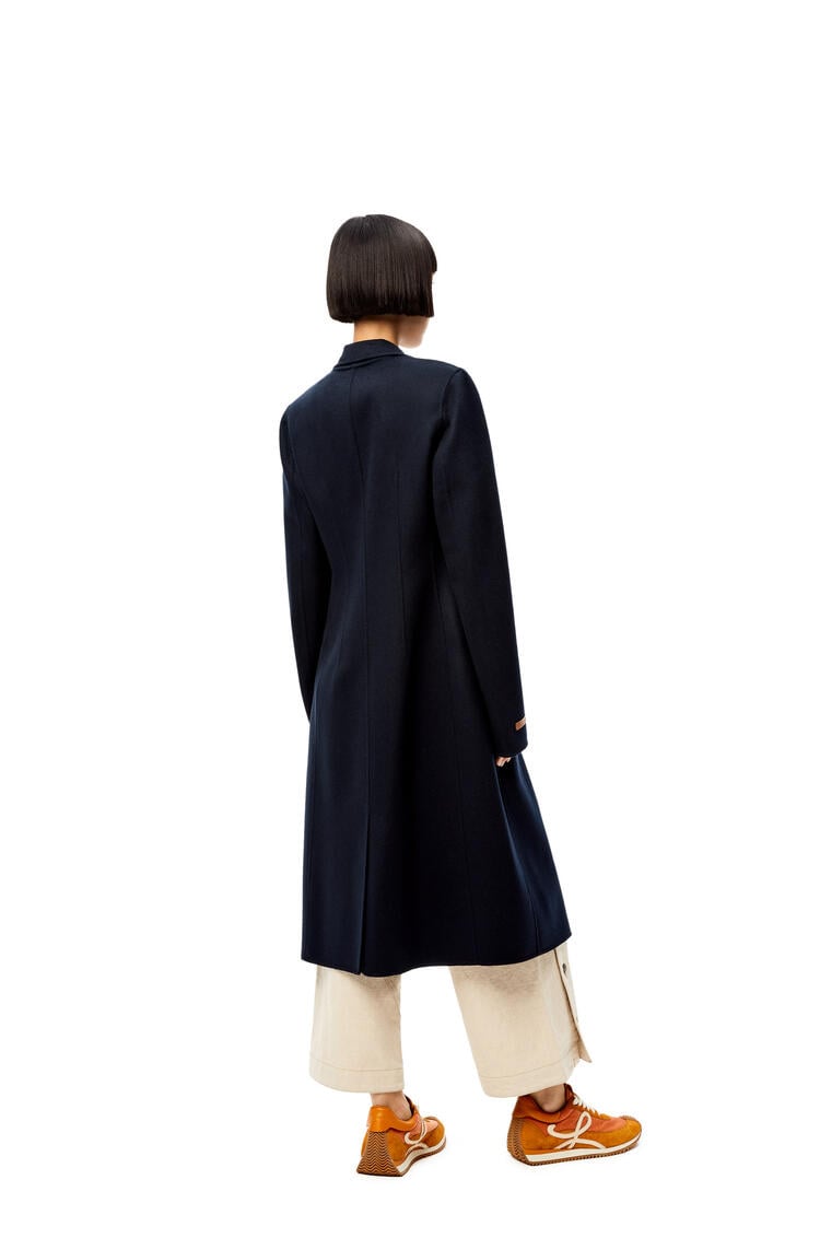LOEWE Single breasted coat in wool and cashmere Dark Navy Blue