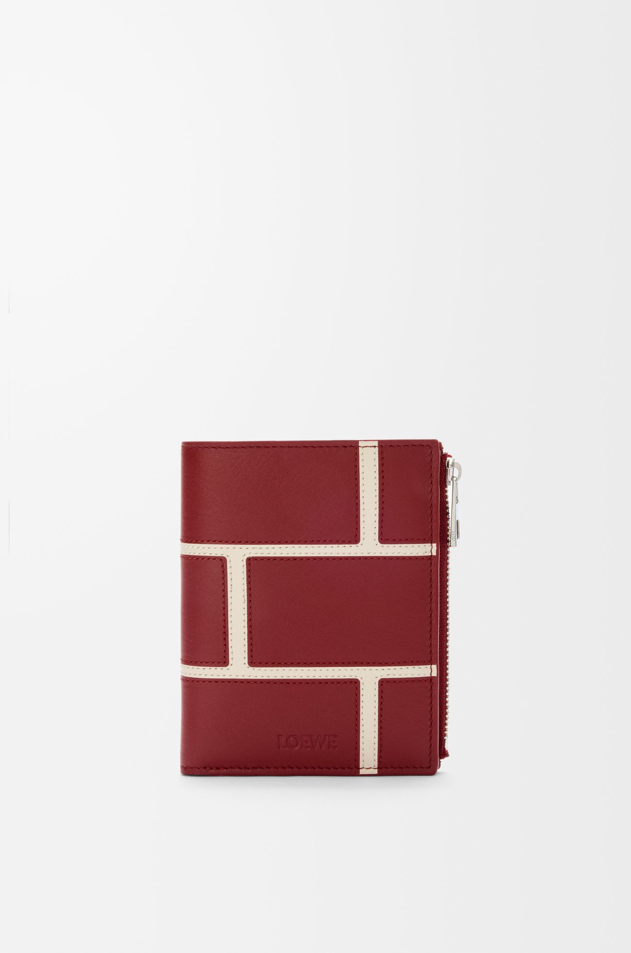 LOEWE Slim compact wallet in classic calfskin Burnt Red