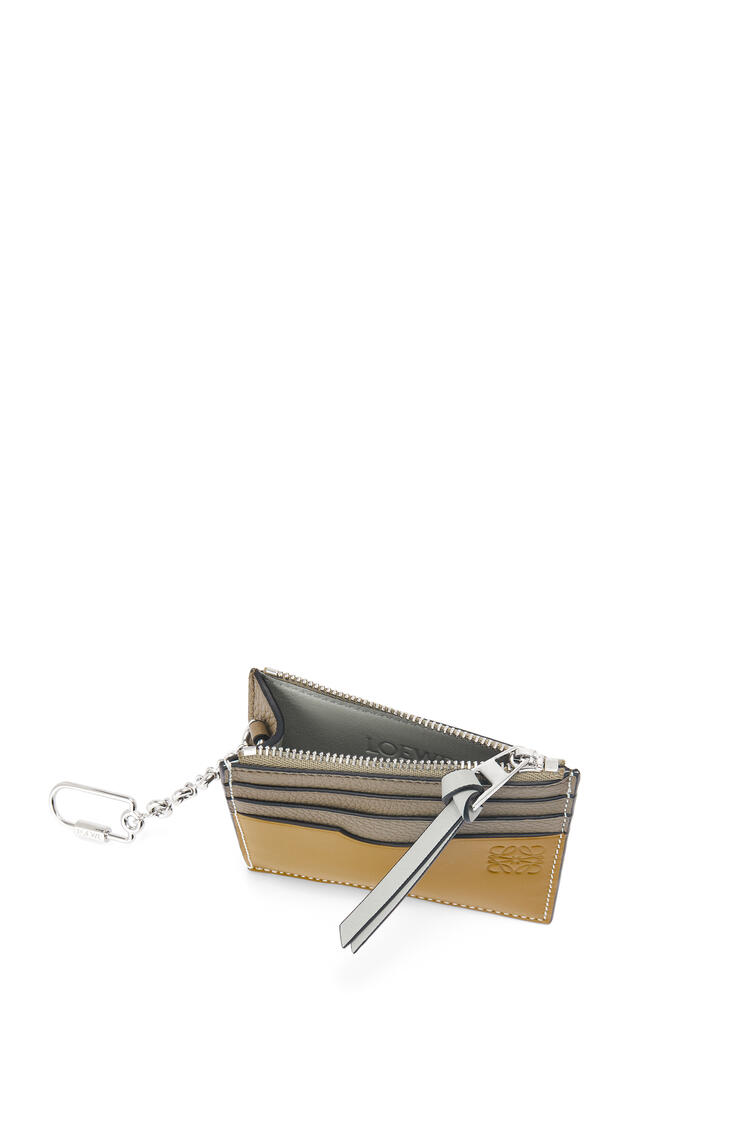LOEWE Square cardholder in soft grained calfskin with chain Laurel Green/Ochre