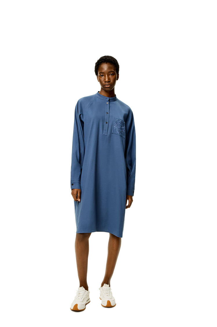 LOEWE Anagram tunic dress in linen and cotton Atlantic Blue
