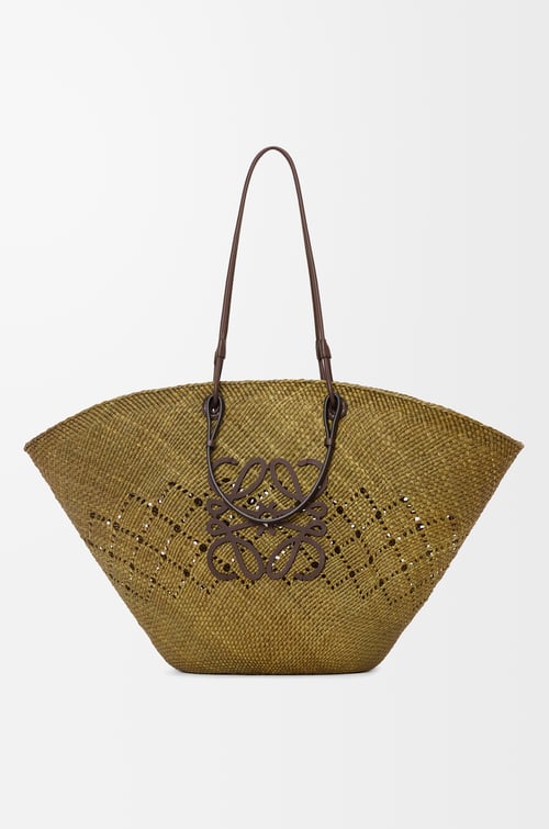 LOEWE アナグラム バスケットバッグ ラージ（イラカヤシ&カーフ） オリーブ/チェスナット