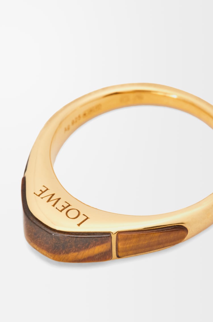 LOEWE Anillo Stirrup en plata de ley Dorado/Marrón