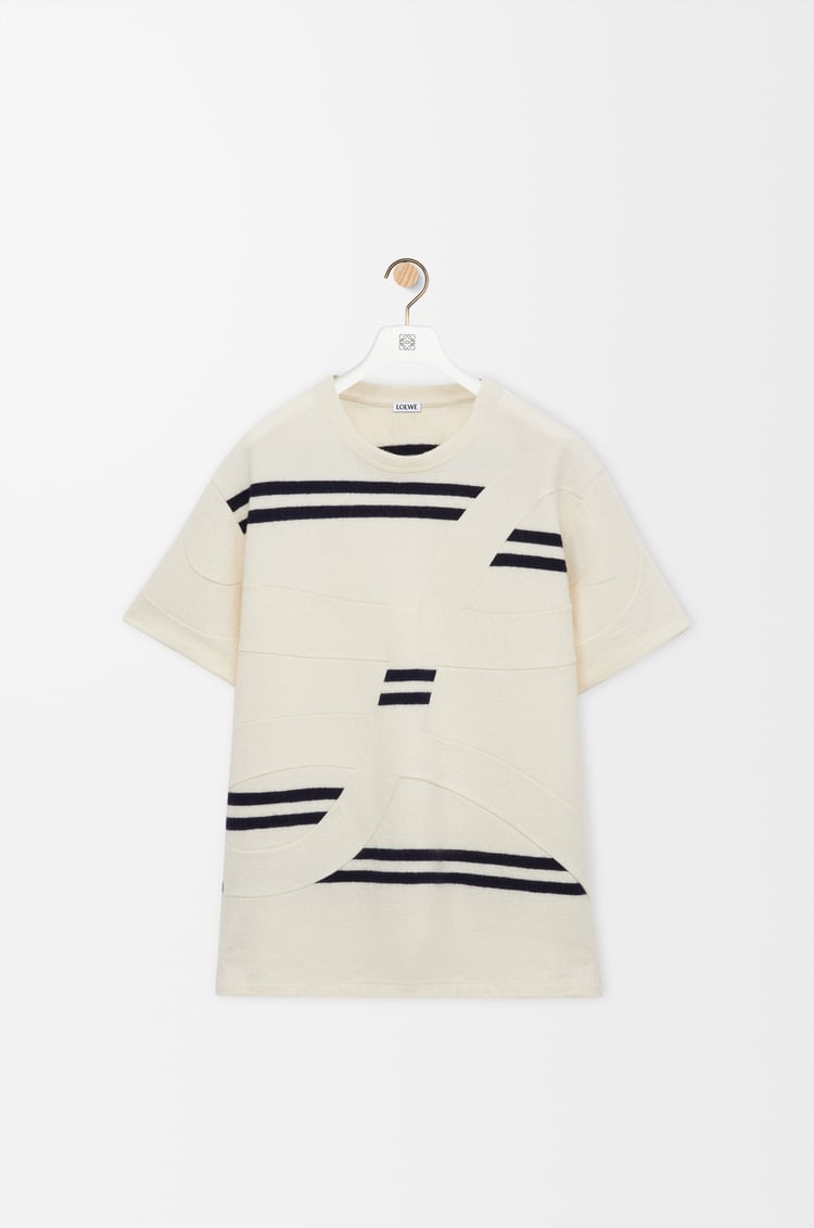 LOEWE Oversized fit T-shirt in wool White/Dark Navy