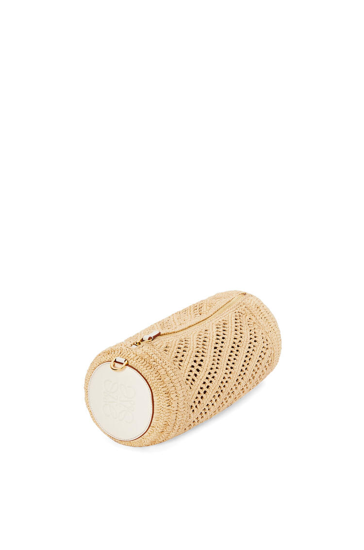 LOEWE Bracelet pouch in raffia and calfskin Natural/Soft White