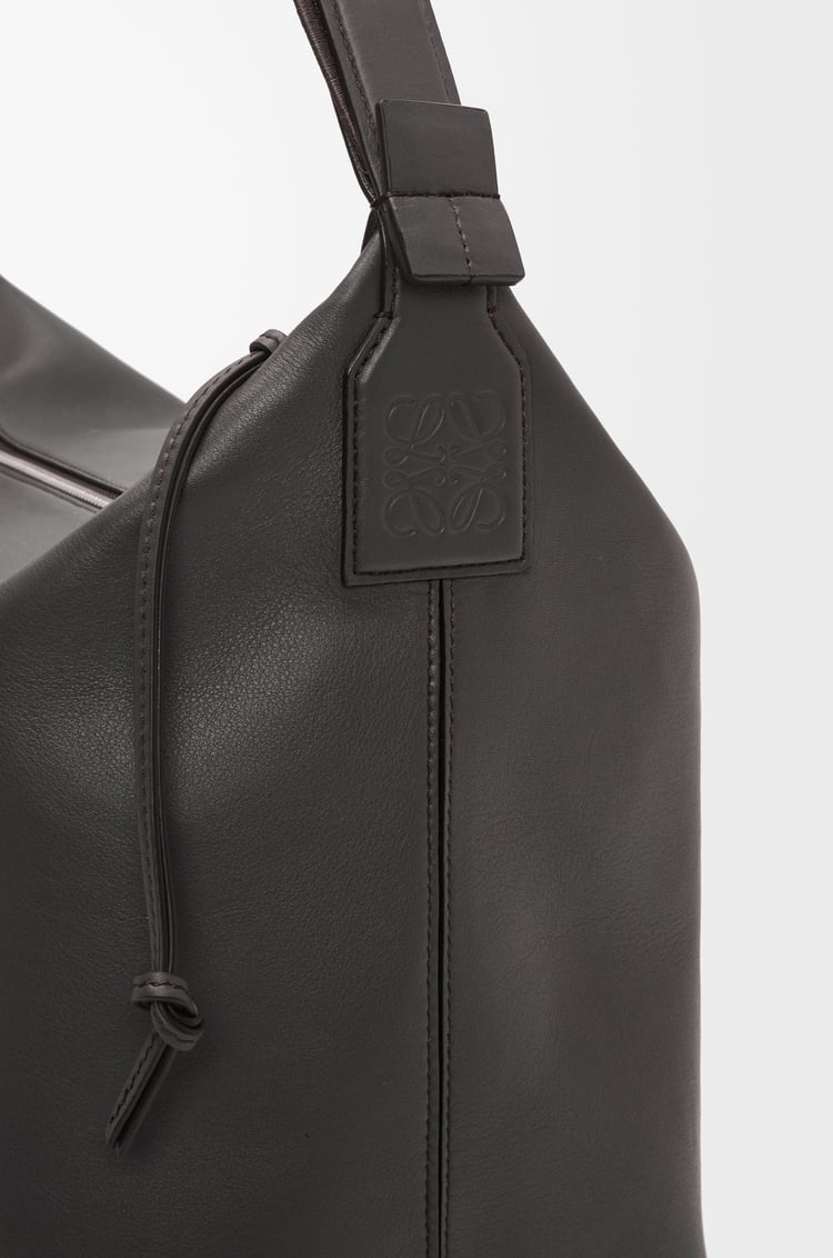LOEWE Cubi crossbody bag in supple smooth calfskin and jacquard Dark Grey