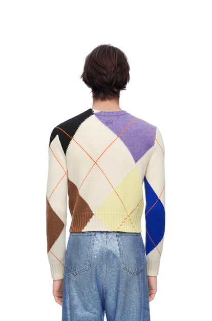 LOEWE Cropped argyle sweater in cashmere 棉花白/多色 plp_rd