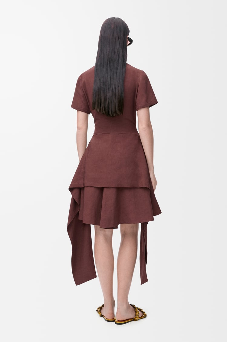 LOEWE Vestido Pebble en viscosa y lino Café