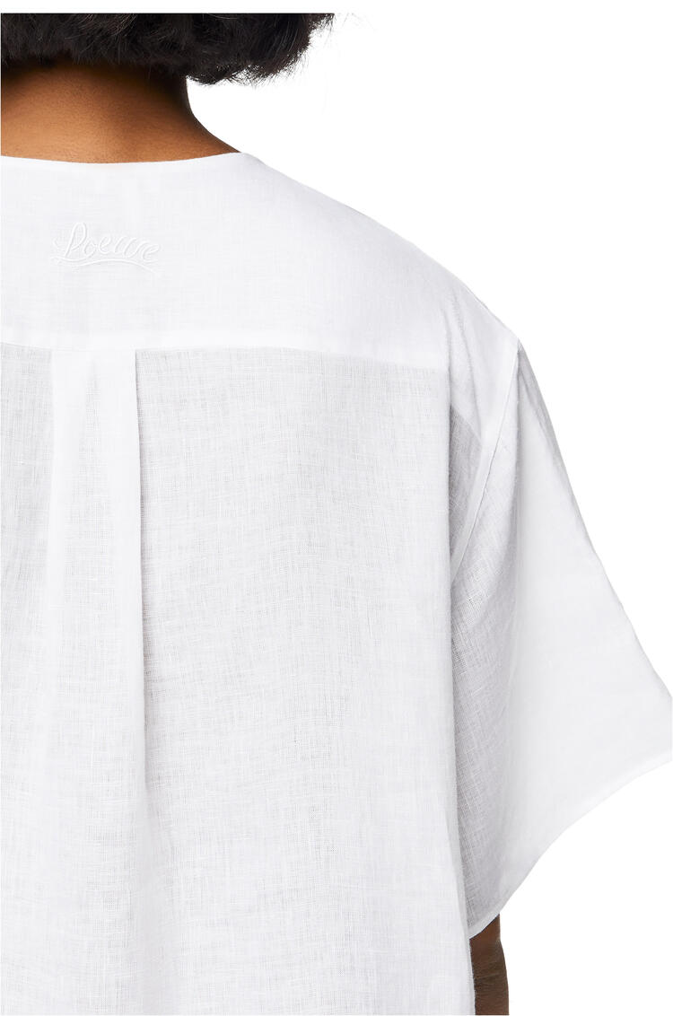 LOEWE Vestido camisero plisado en lino Blanco