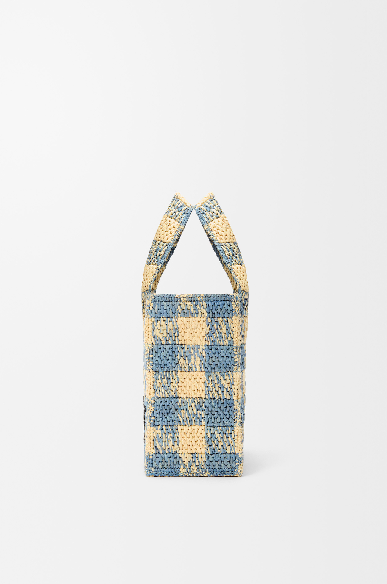 LOEWE Small LOEWE Font tote in raffia Natural/Light Blue