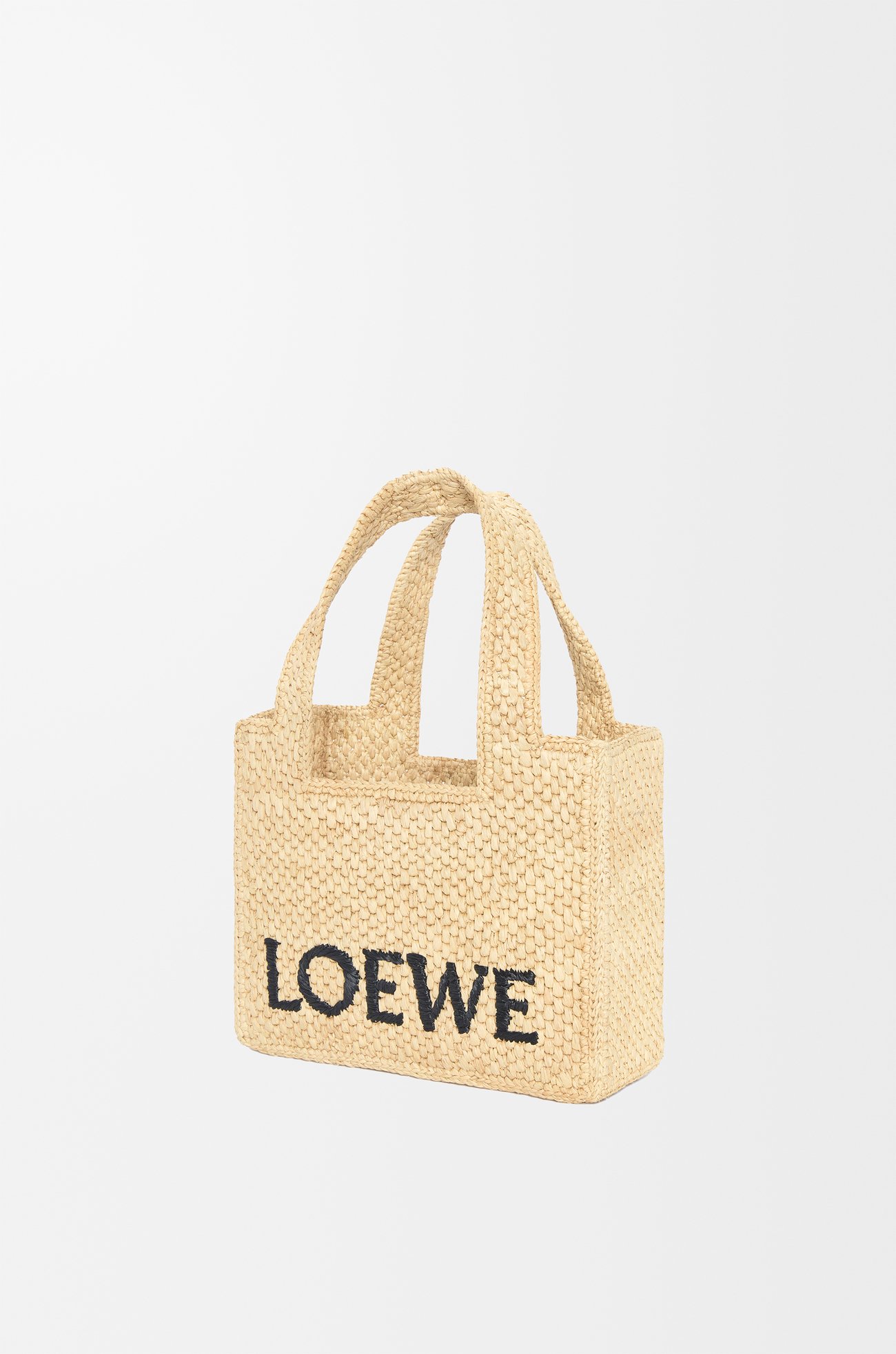 LOEWE Mini LOEWE Font tote in raffia Natural