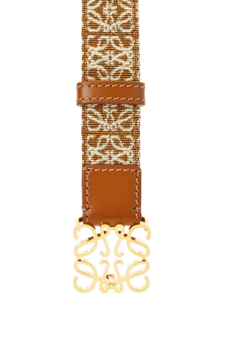 LOEWE Cinturón en jacquard y piel de ternera con anagrama Bronceado/Oro