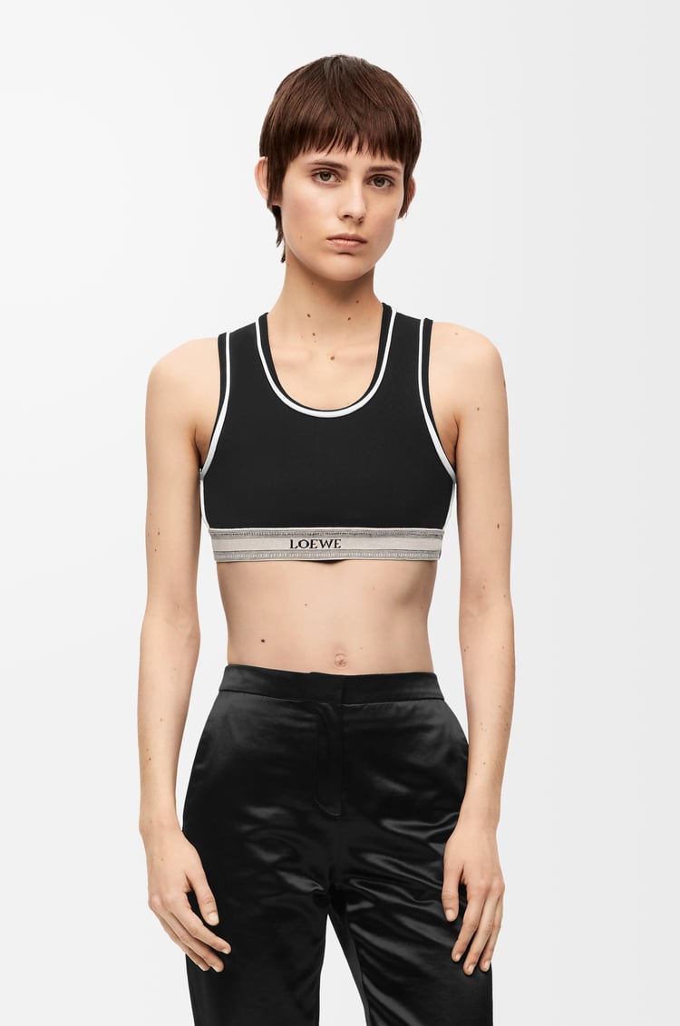 LOEWE Cropped tank top in viscose Black