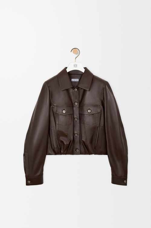 LOEWE 재킷 - 나파 램스킨 다크 브라운