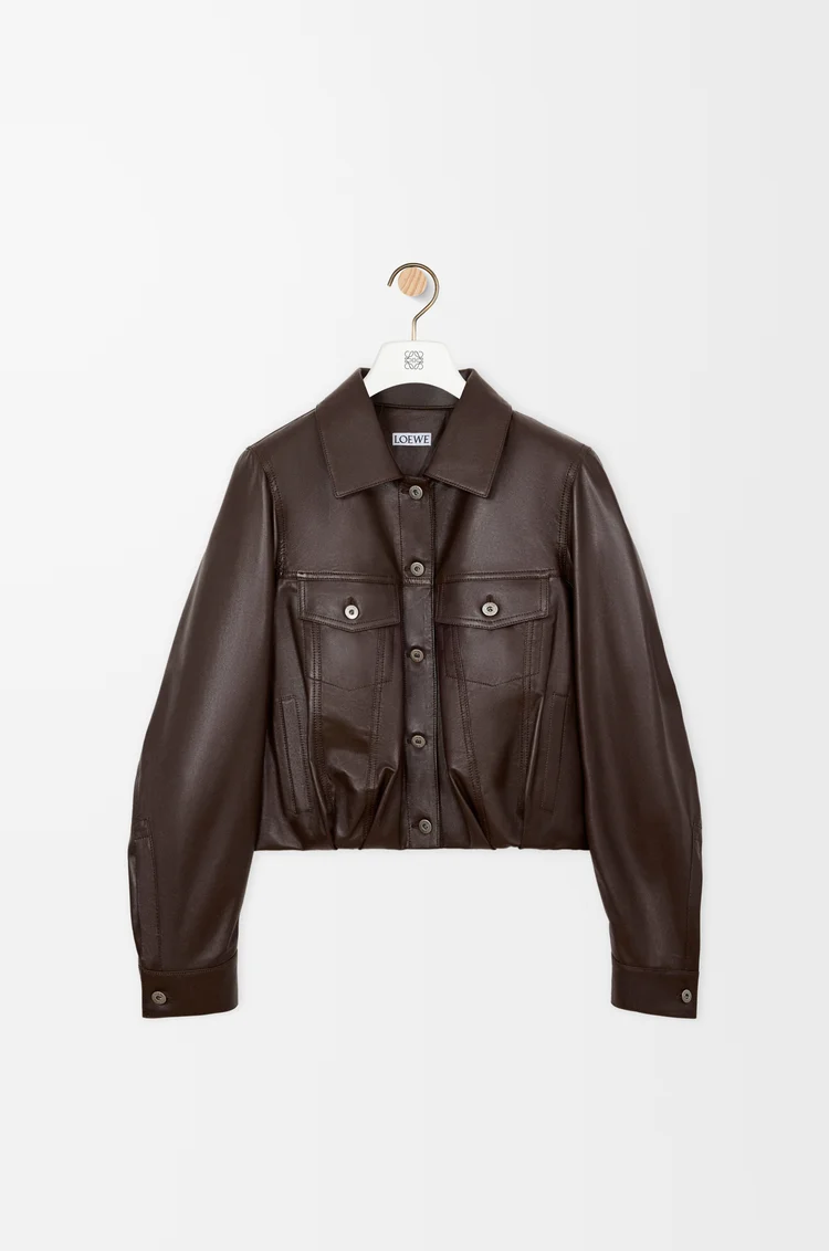 LOEWE 재킷 - 나파 램스킨 다크 브라운