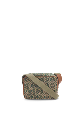 LOEWE Mini Camera bag in Anagram jacquard and calfskin Khaki Green/Tan plp_rd
