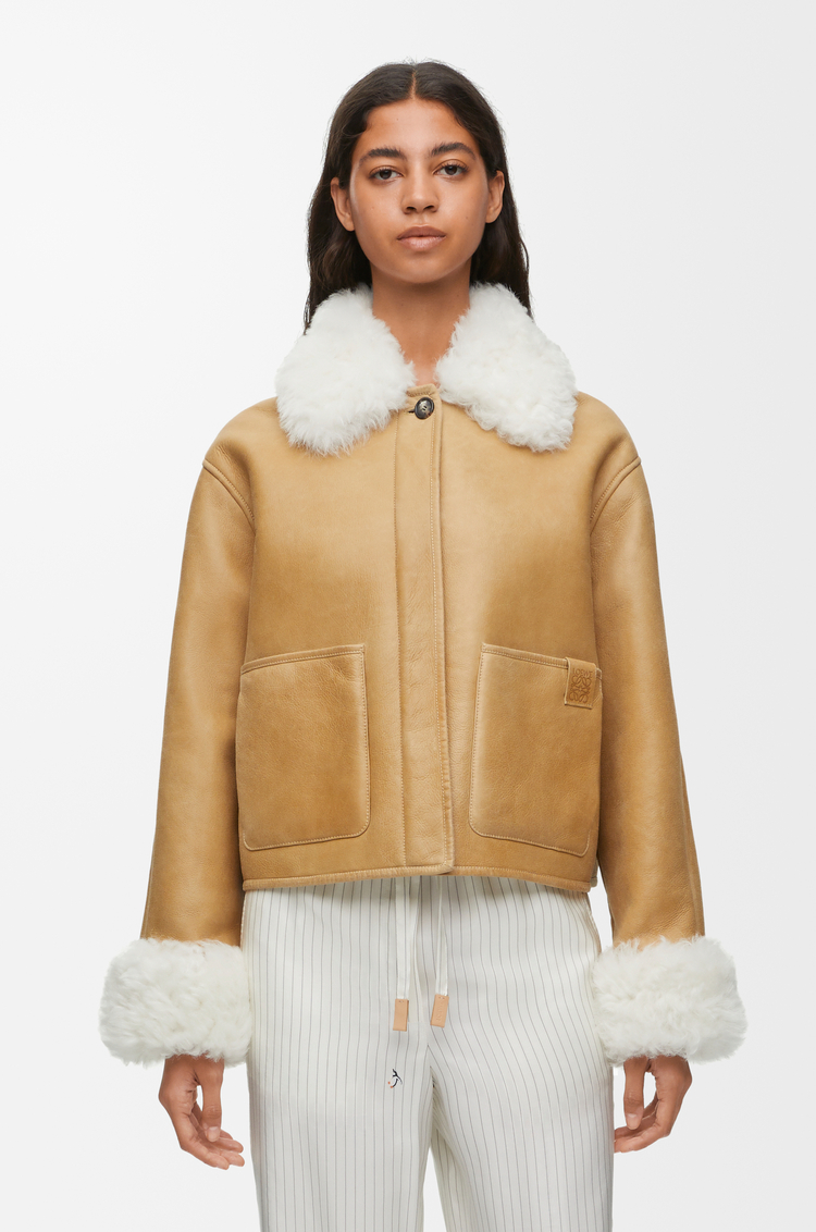 LOEWE Jacket in shearling White/Gold
