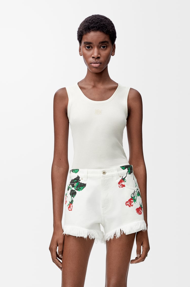 LOEWE Pantalón corto en denim Blanco