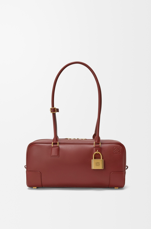 LOEWE Borsa Amazona 31 Cropped in pelle di vitello lucida Mogano