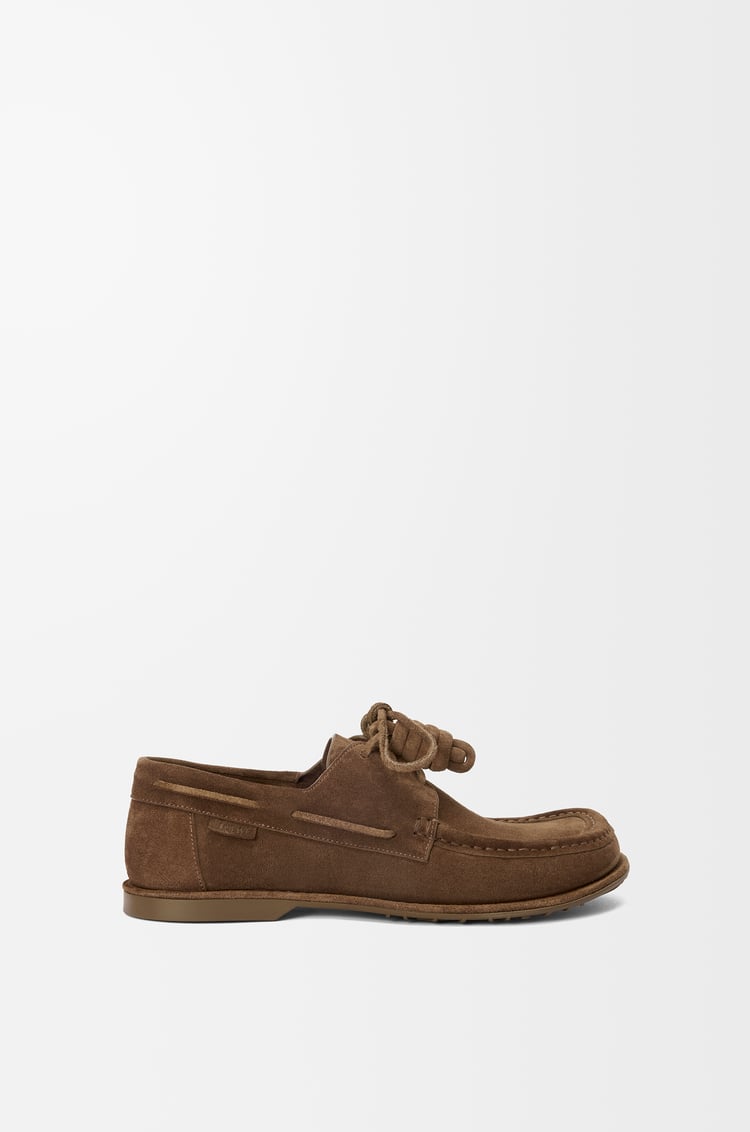 LOEWE Campo boat shoe in calfskin suede Brown