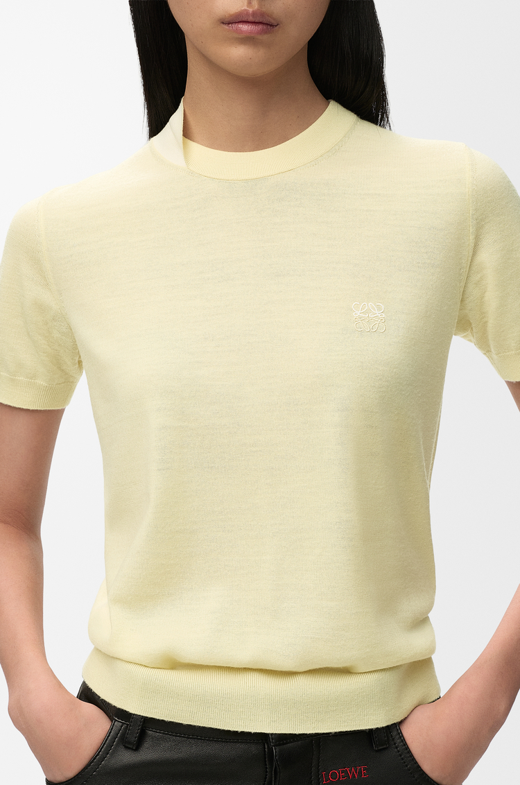 LOEWE Top en lana merina Amarillo Claro/Blanco