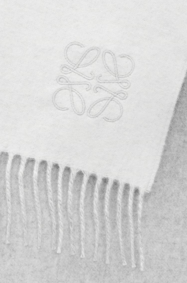 LOEWE Scarf in wool and cashmere White/Light Grey