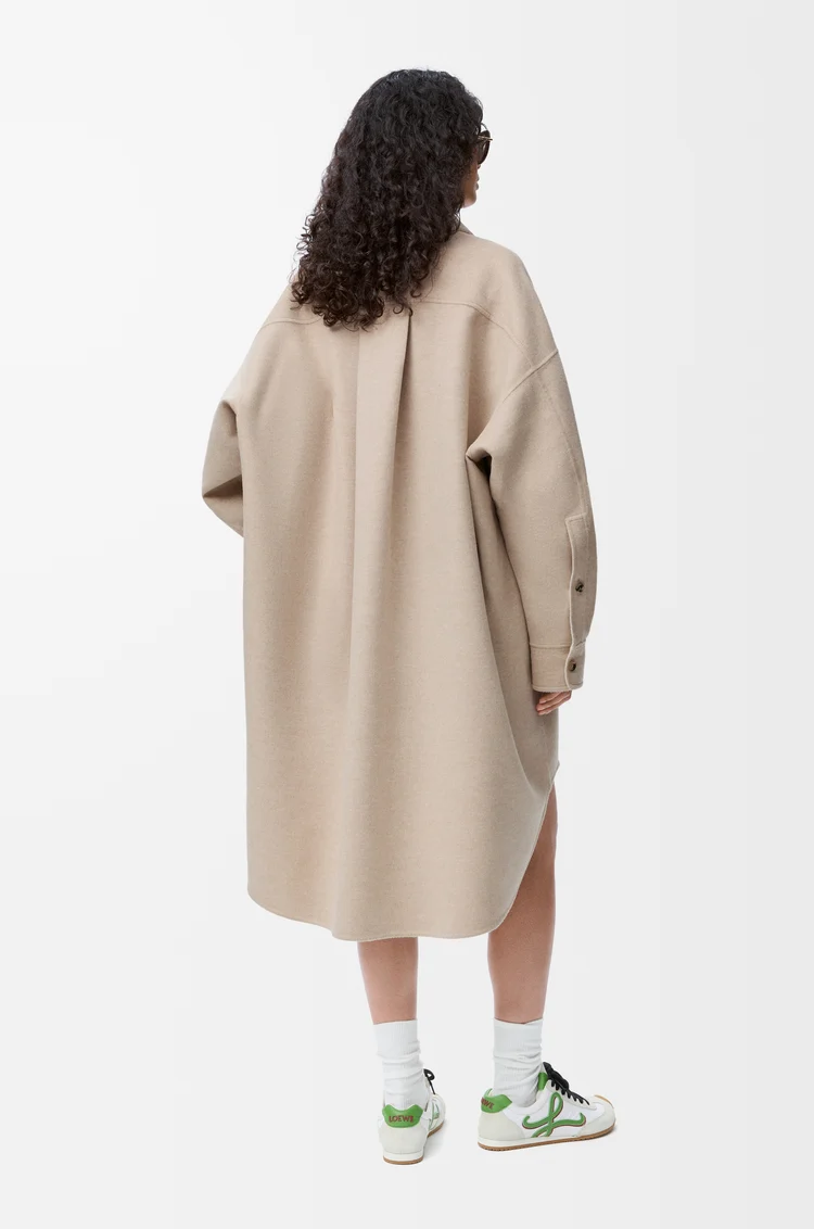 LOEWE Coat in wool and cashmere Sandstone/White