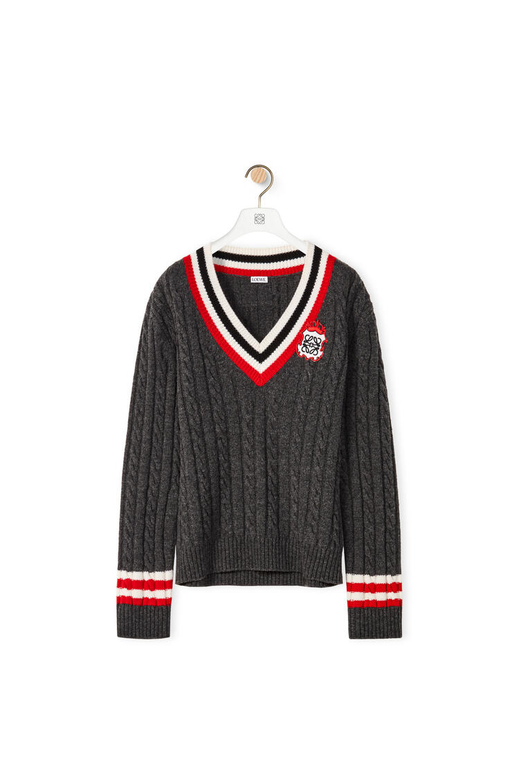 LOEWE Cable knit sweater in wool Dark Grey pdp_rd
