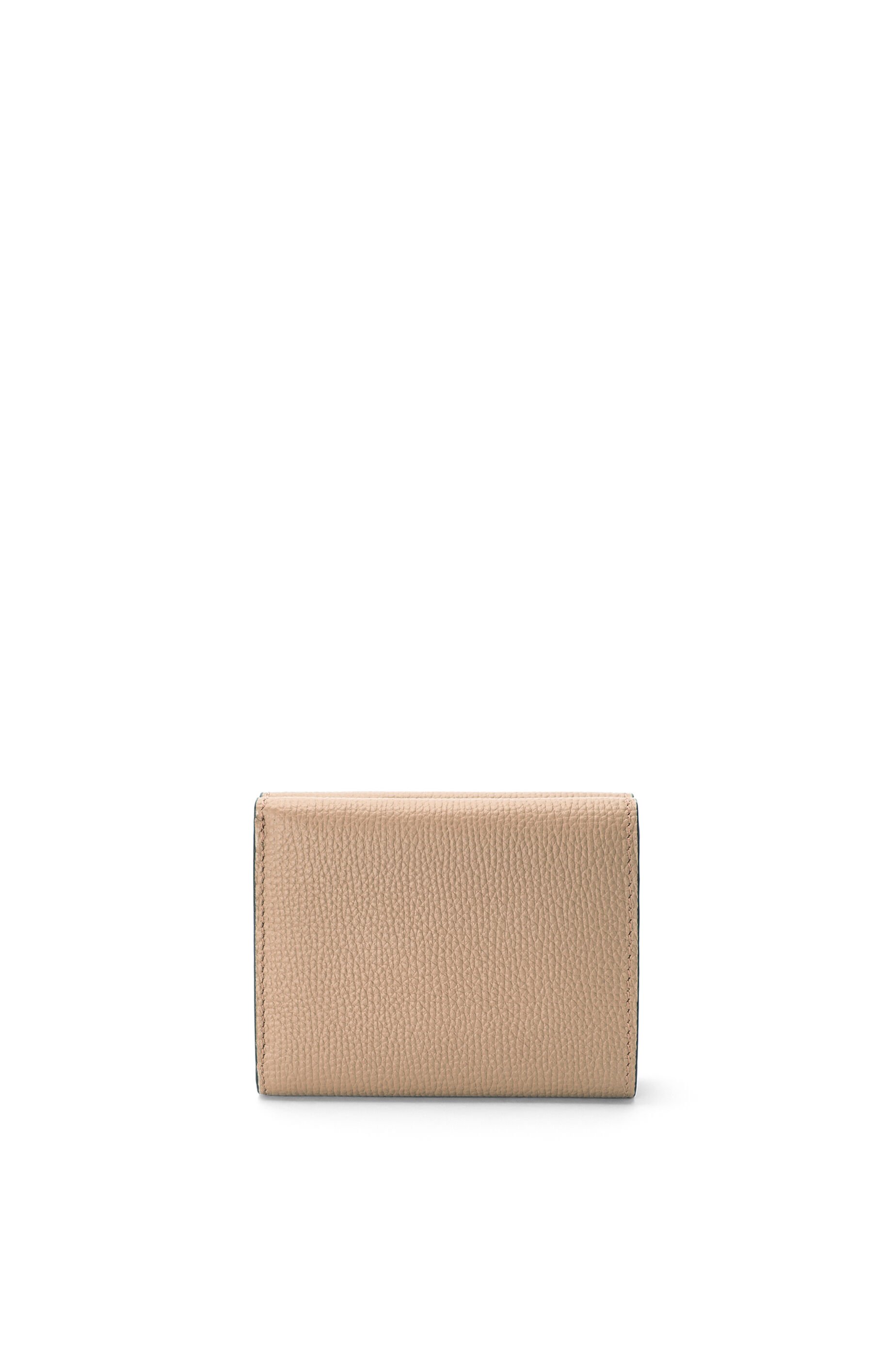 Anagram trifold wallet in pebble grain calfskin Sand - LOEWE
