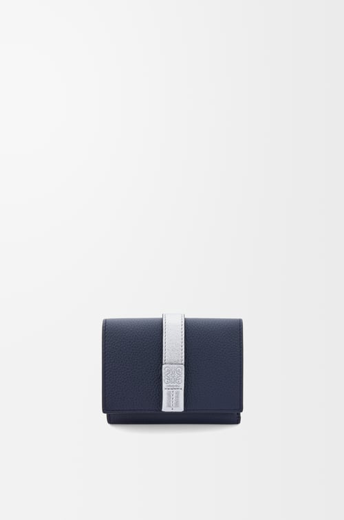 LOEWE Cartera con tres pliegues en piel de ternera Azul Marino Oscuro/Plateado