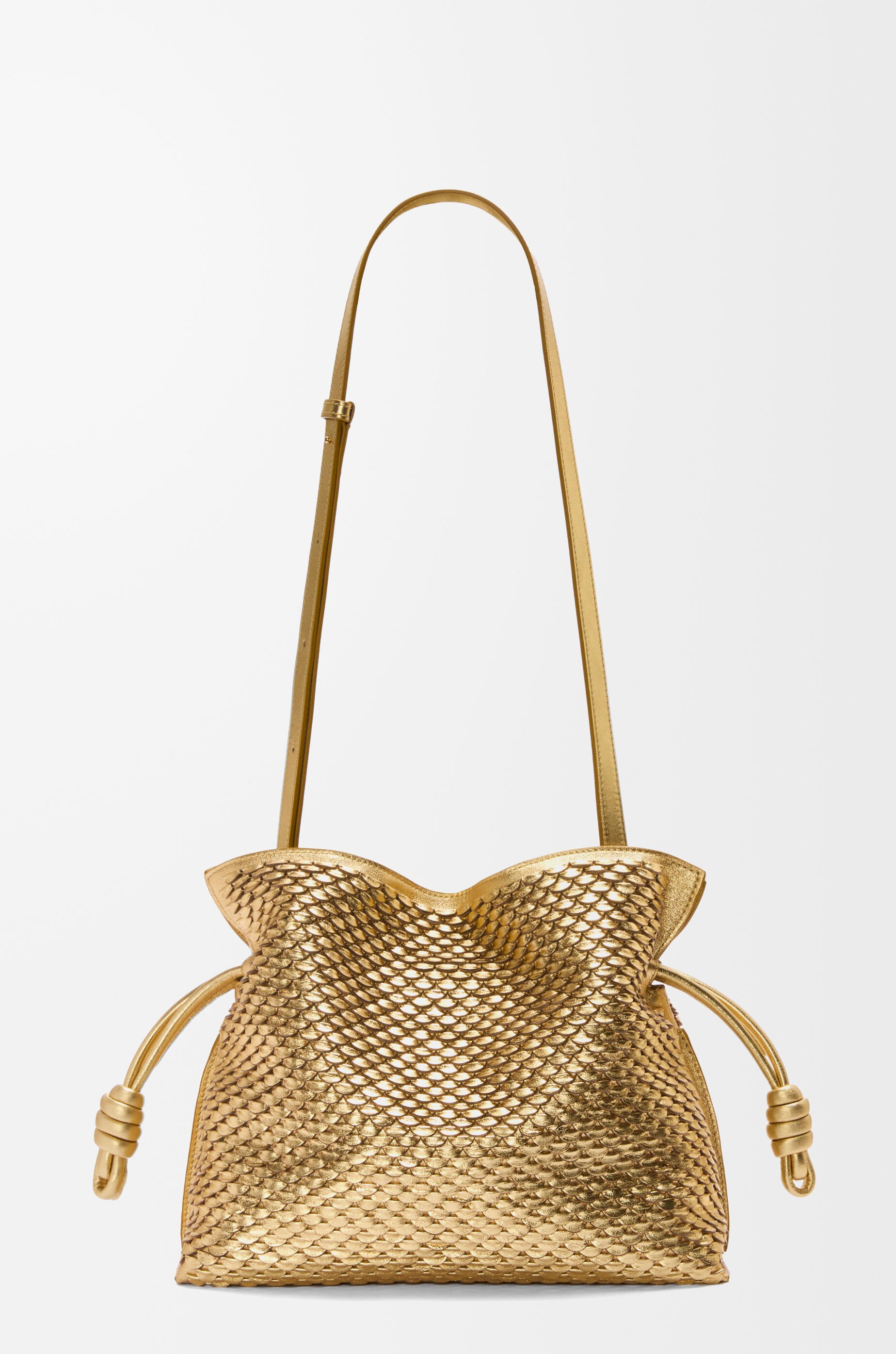 Medium Flamenco clutch in laminated lambskin Gold - LOEWE