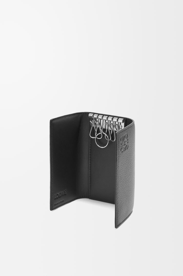 LOEWE Key case in soft grained calfskin Black