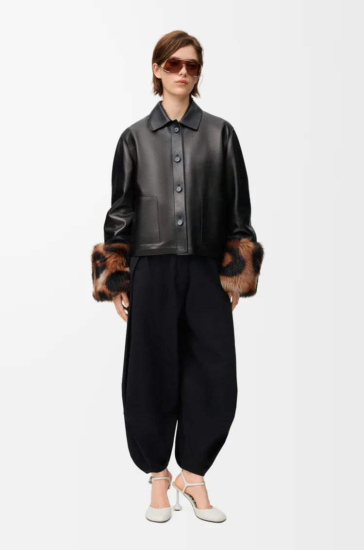LOEWE Turn-up jacket in nappa lambskin Black