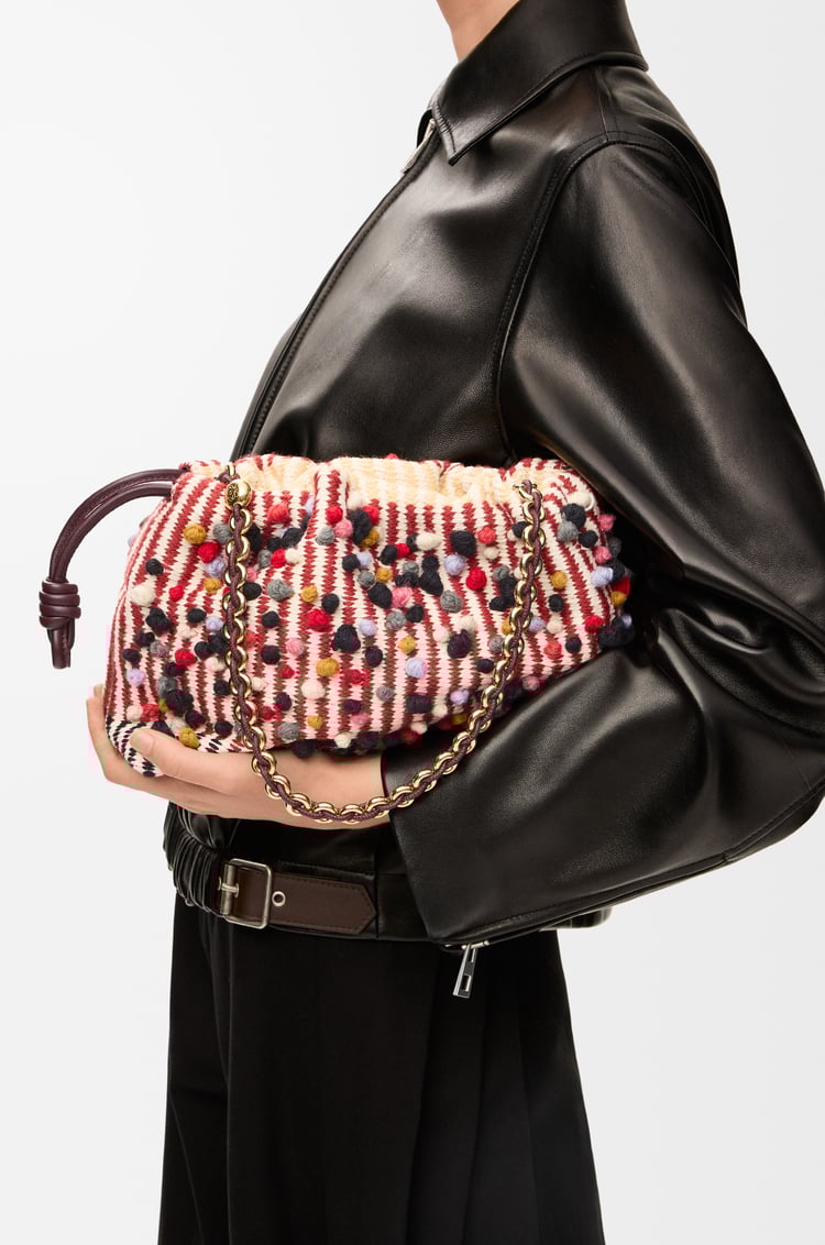 LOEWE Medium Flamenco purse in embroidered textile Natural/Multicolor