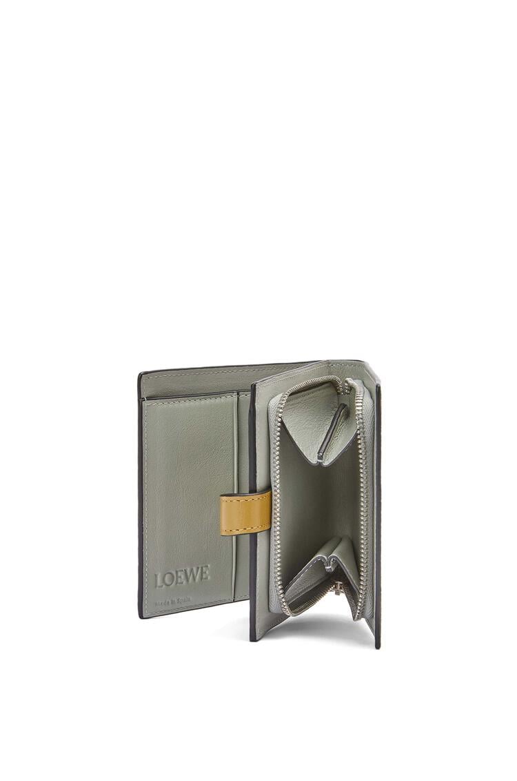 LOEWE Compact zip wallet in soft grained calfskin Laurel Green/Ochre
