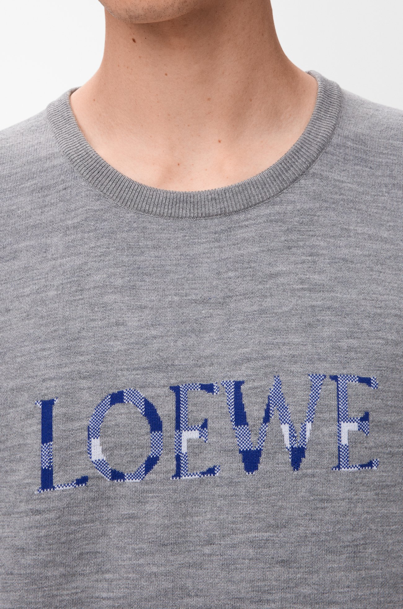 LOEWE Top in wool and cotton Grey/White