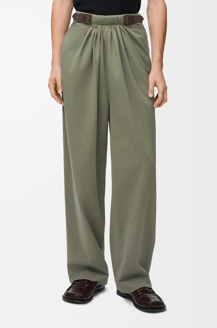 LOEWE Belted trousers in cotton Khaki Green