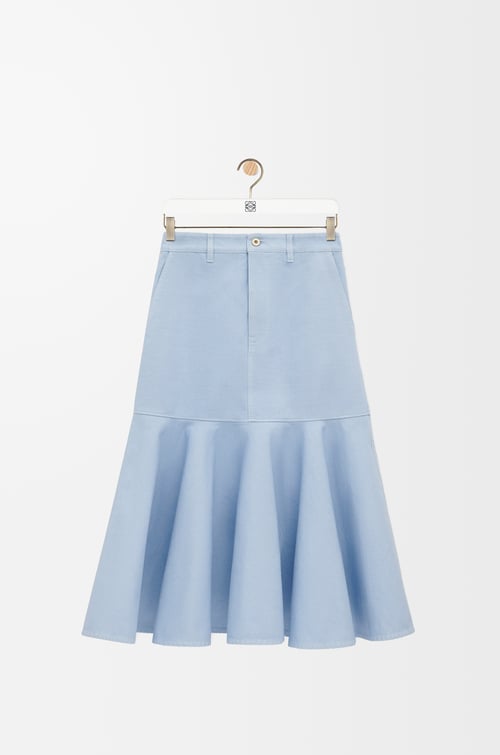 LOEWE Falda en algodón Azul Claro