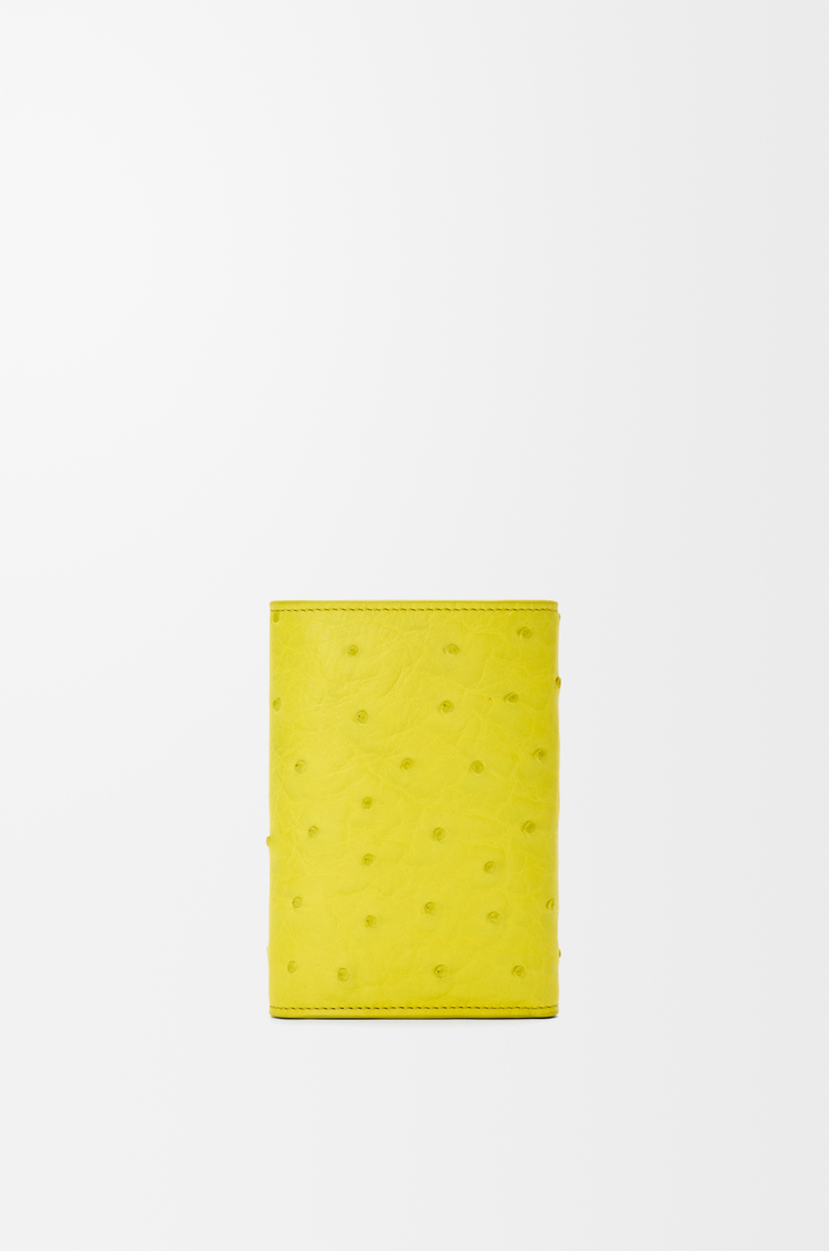 LOEWE Pebble small vertical wallet in ostrich Lemon