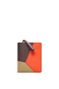 LOEWE Puzzle compact zip wallet in classic calfskin Burgundy/Vivid Orange