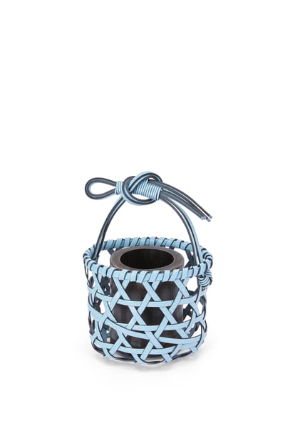 LOEWE Knot vase in calfskin and bamboo Light Blue plp_rd